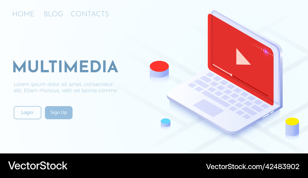Video player on computer screen multimedia vector image