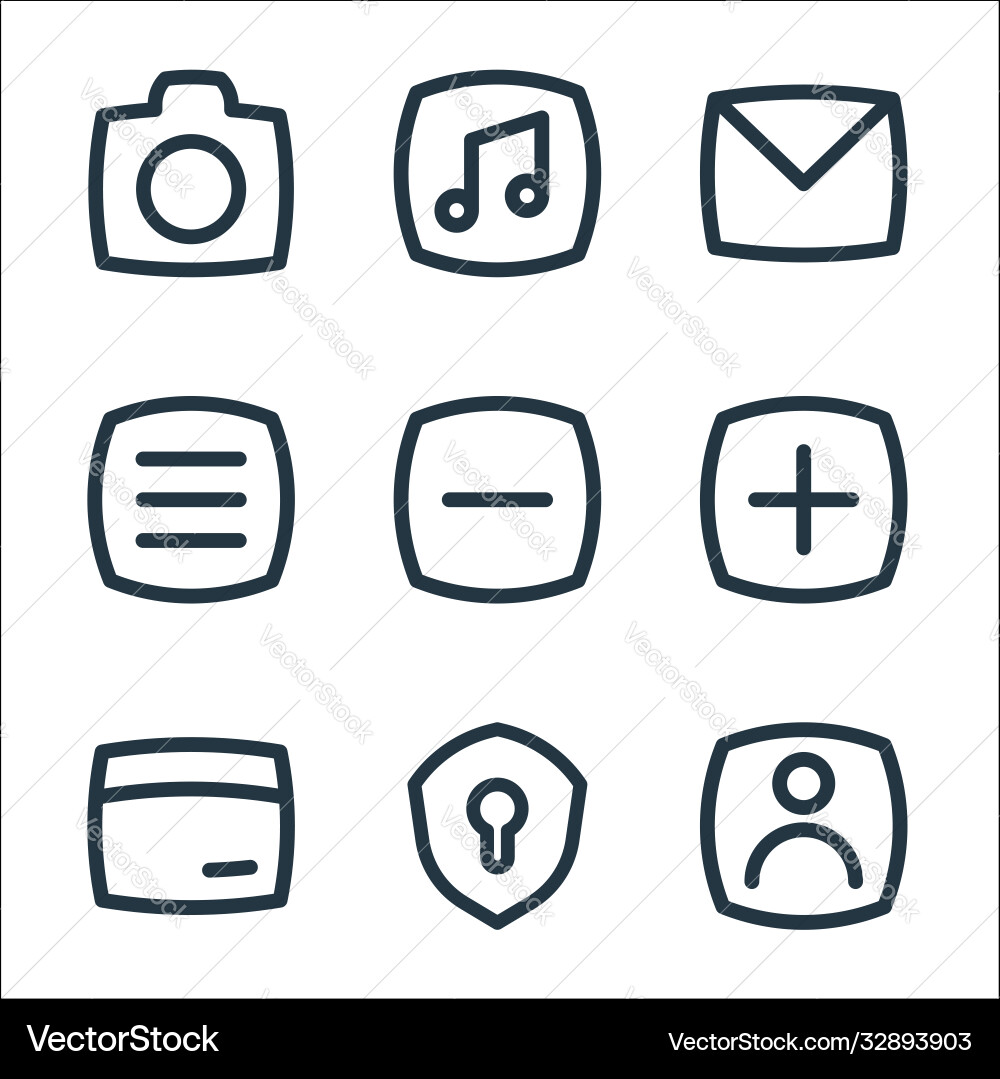 Basic ui line icons linear set quality Basic ui line icons linear set quality vector image