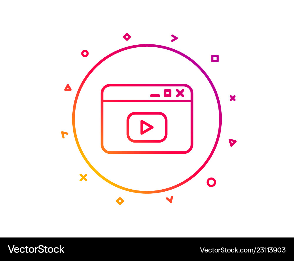 Browser window line icon video content sign Browser window line icon video content sign vector image