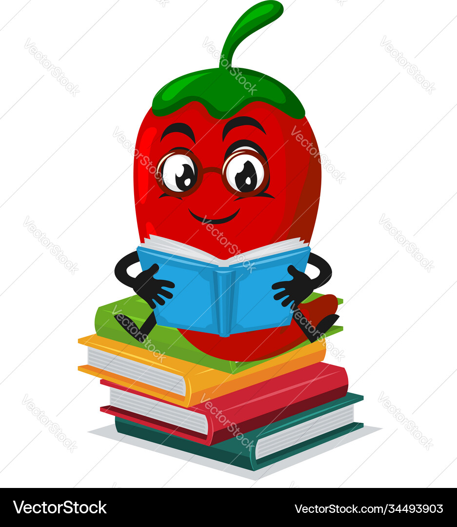 Chilli Character Reading Vector Image
