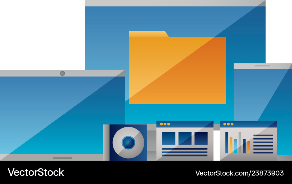 Computer tablet cellphone folder Vector Image