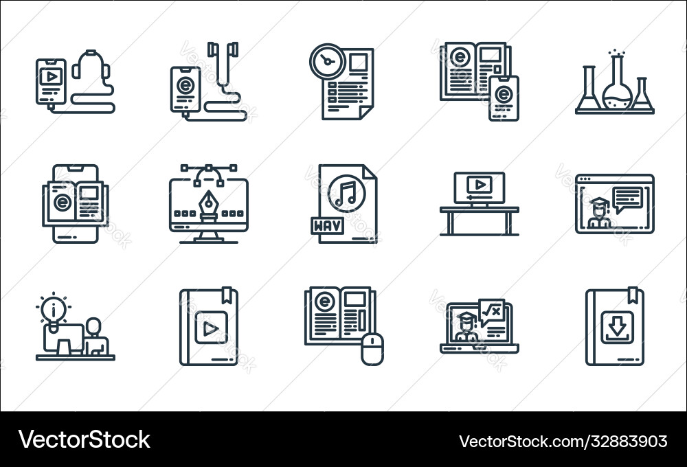 Elearning line icons linear set quality Elearning line icons linear set quality vector image
