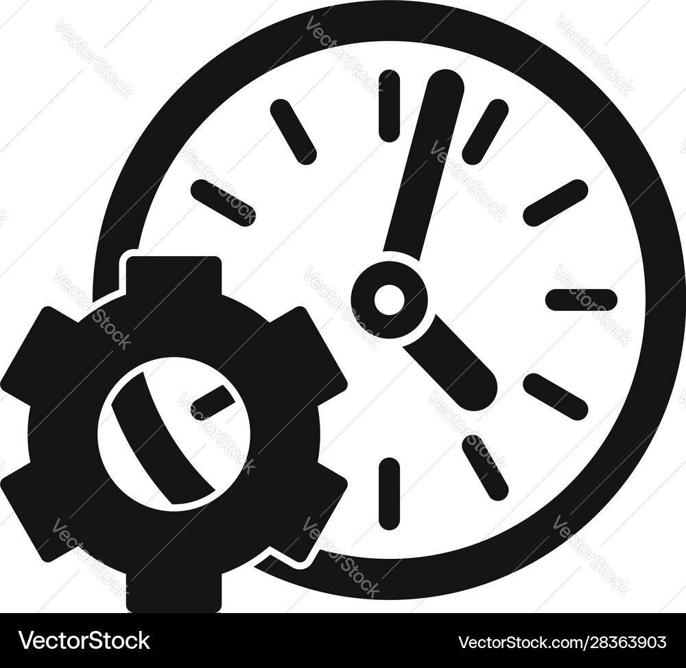 Gear work time icon simple style Royalty Free Vector Image