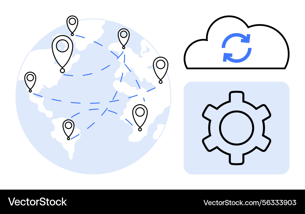 Global Network & Cloud Sync Vector Image