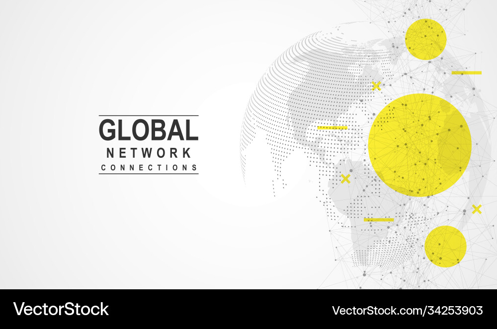 Global network connection world map point Global network connection world map point Vector Image