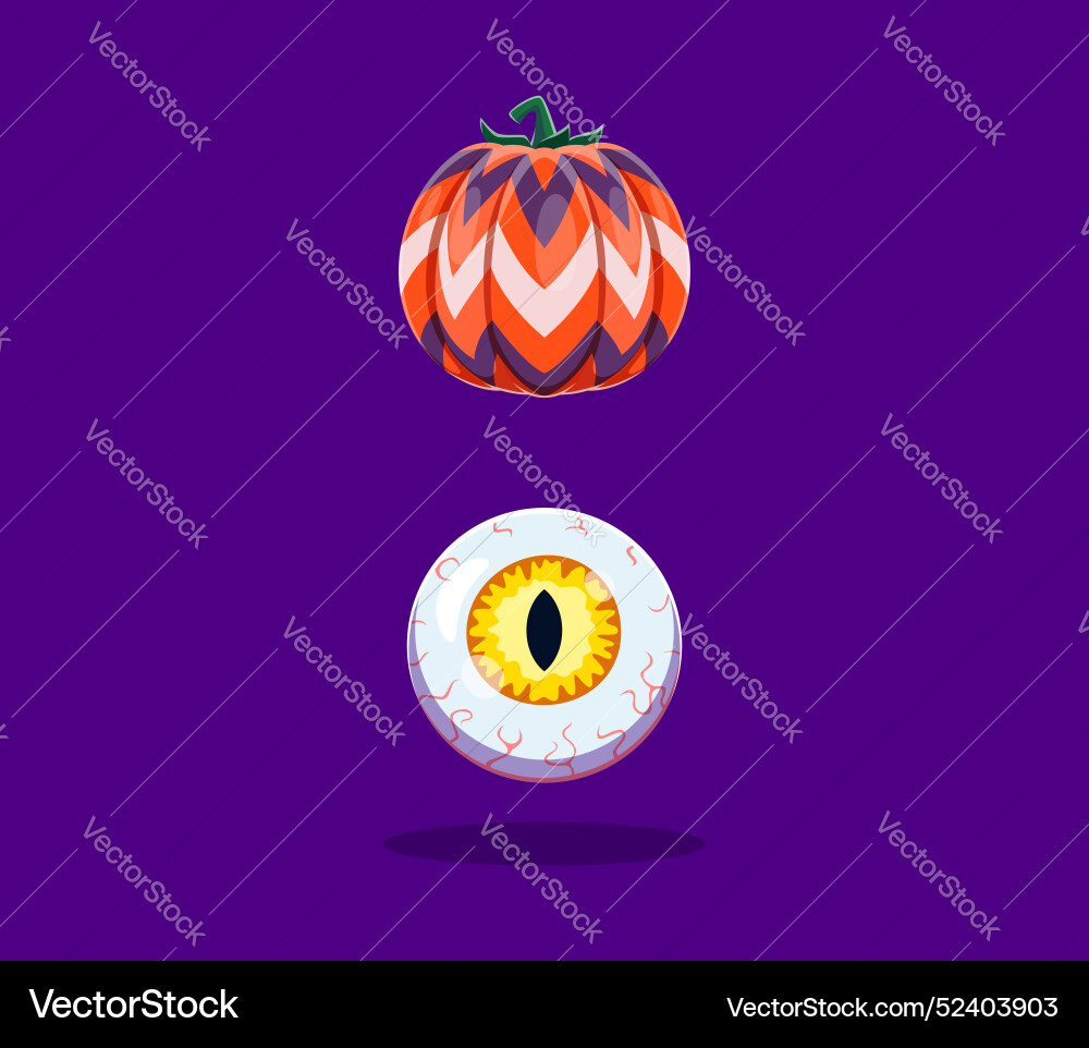 Halloween font pumpkin and zombie eye in alphabet Halloween font pumpkin and zombie eye in alphabet vector image