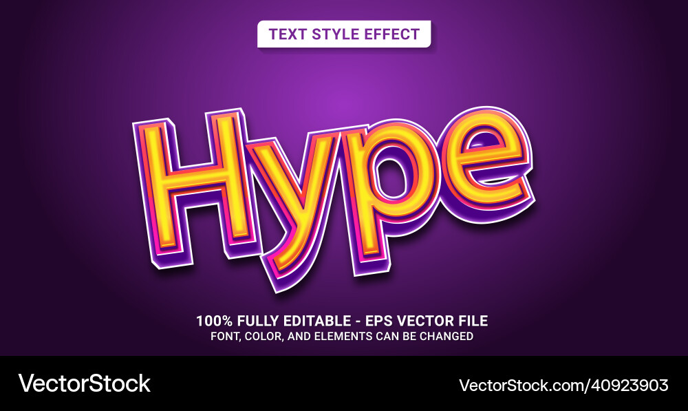Hype Text Style - Editable Typography vector image