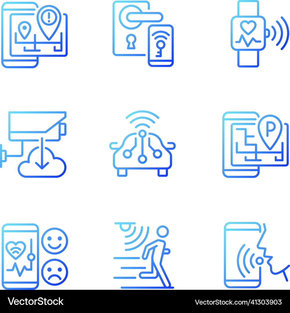 Internet of things gradient linear icons set Internet of things gradient linear icons set vector image