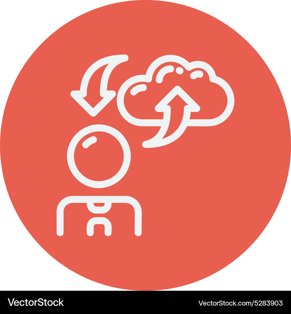 Man with cloud upload and download arrows thin vector image