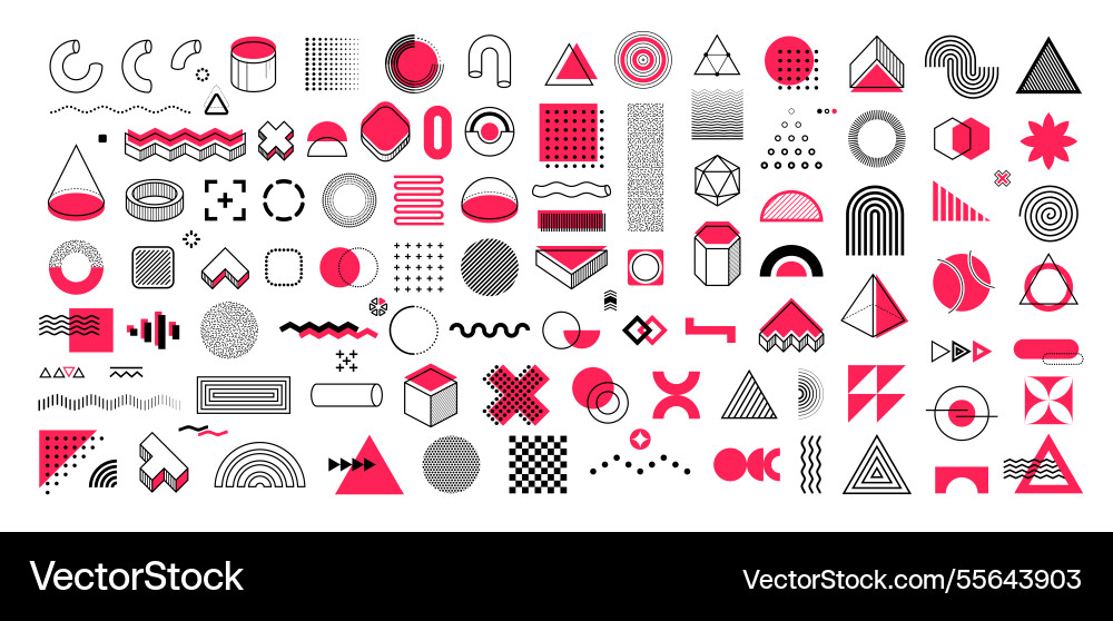 Memphis shapes with abstract line graphic pattern Memphis shapes with abstract line graphic pattern vector image