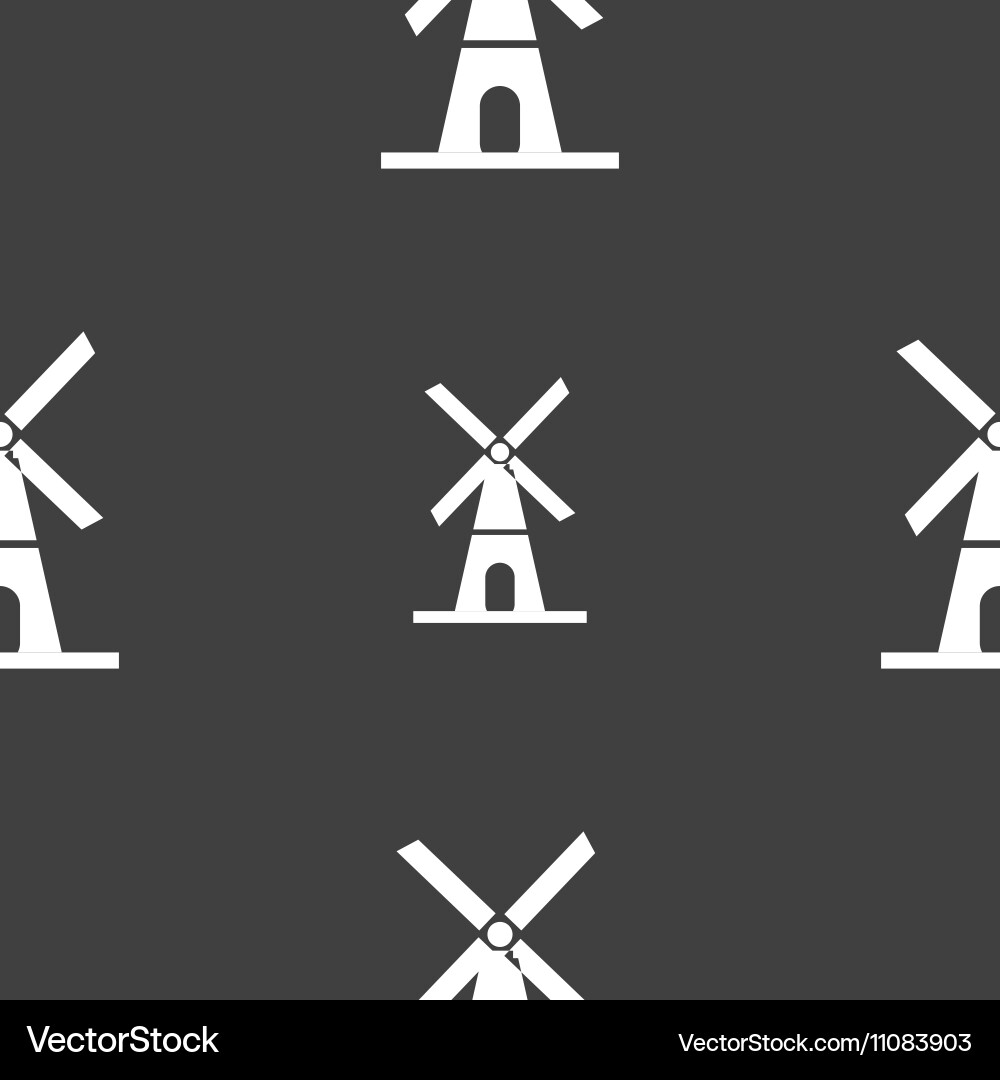 Mill icon sign seamless pattern on a gray Vector Image