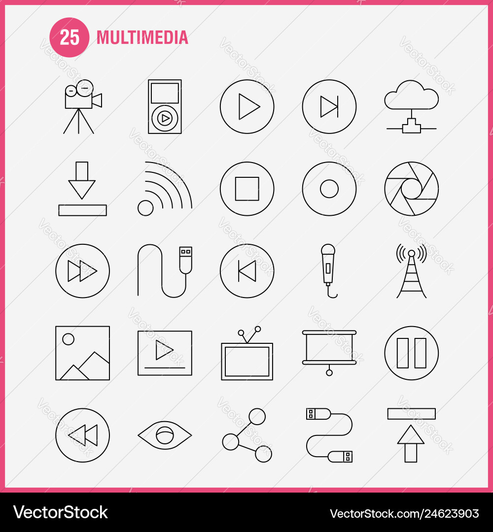 Multimedia line icon for web print and mobile Multimedia line icon for web print and mobile vector image
