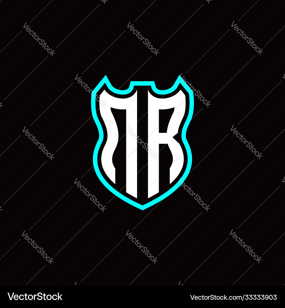 N r initial logo design with shield shape N r initial logo design with shield shape vector image