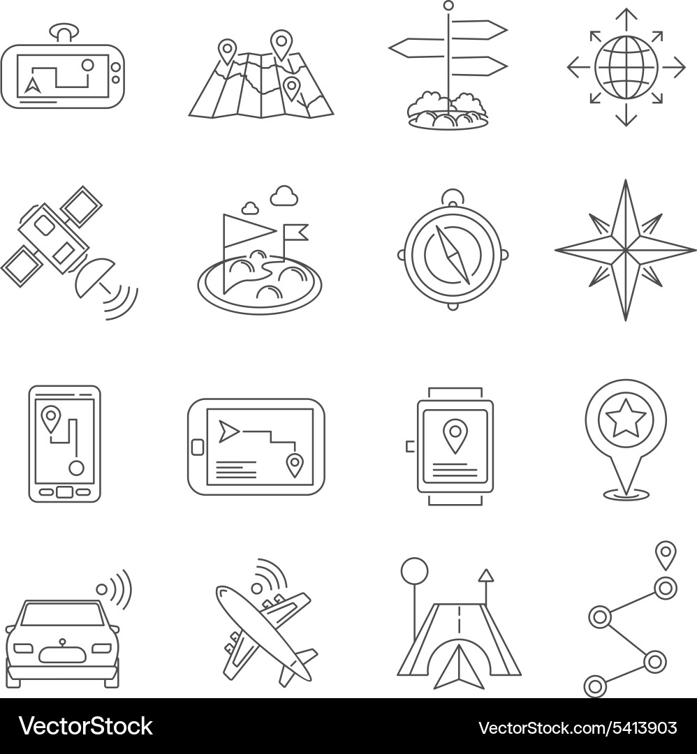 Navigation Icon Set - Location & Route vector image
