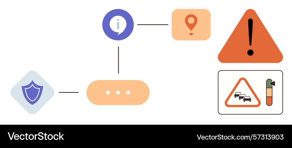Process flow with safety and navigation icons vector image