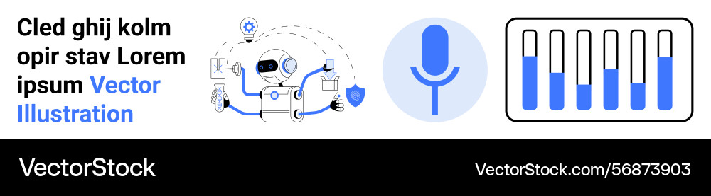 Robotic assistant with microphone and audio Robotic assistant with microphone and audio Vector Image