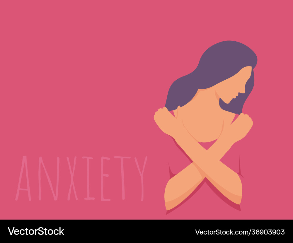 Sad woman that feels anxiety concept Sad woman that feels anxiety concept vector image