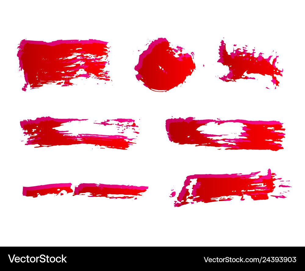 Satz von Hand lackiert rote Tinte Pinsel Strich Satz von Hand lackiert rote Tinte Pinsel Strich Vektorbild