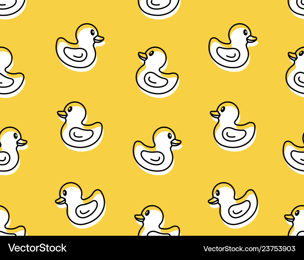 Seamless pattern with yellow duck Vector Image