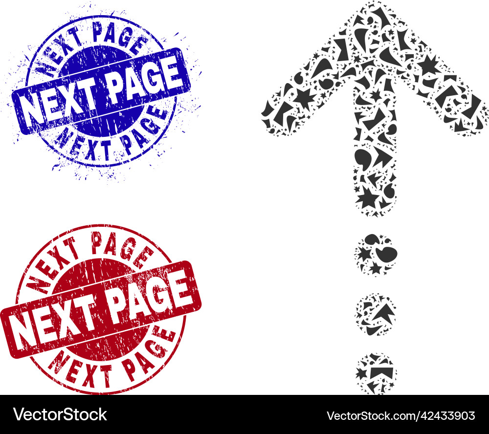 Send up mosaic of shards with next page grunge Send up mosaic of shards with next page grunge vector image