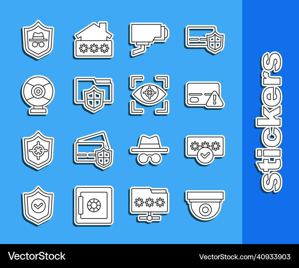 Set line security camera password protection Set line security camera password protection vector image