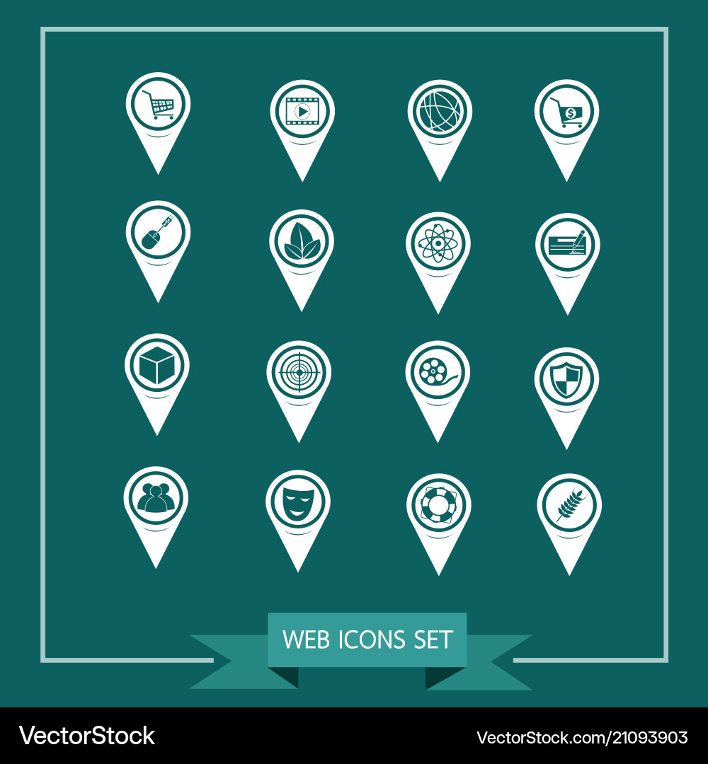 Set of map pointer icons for website Set of map pointer icons for website vector image