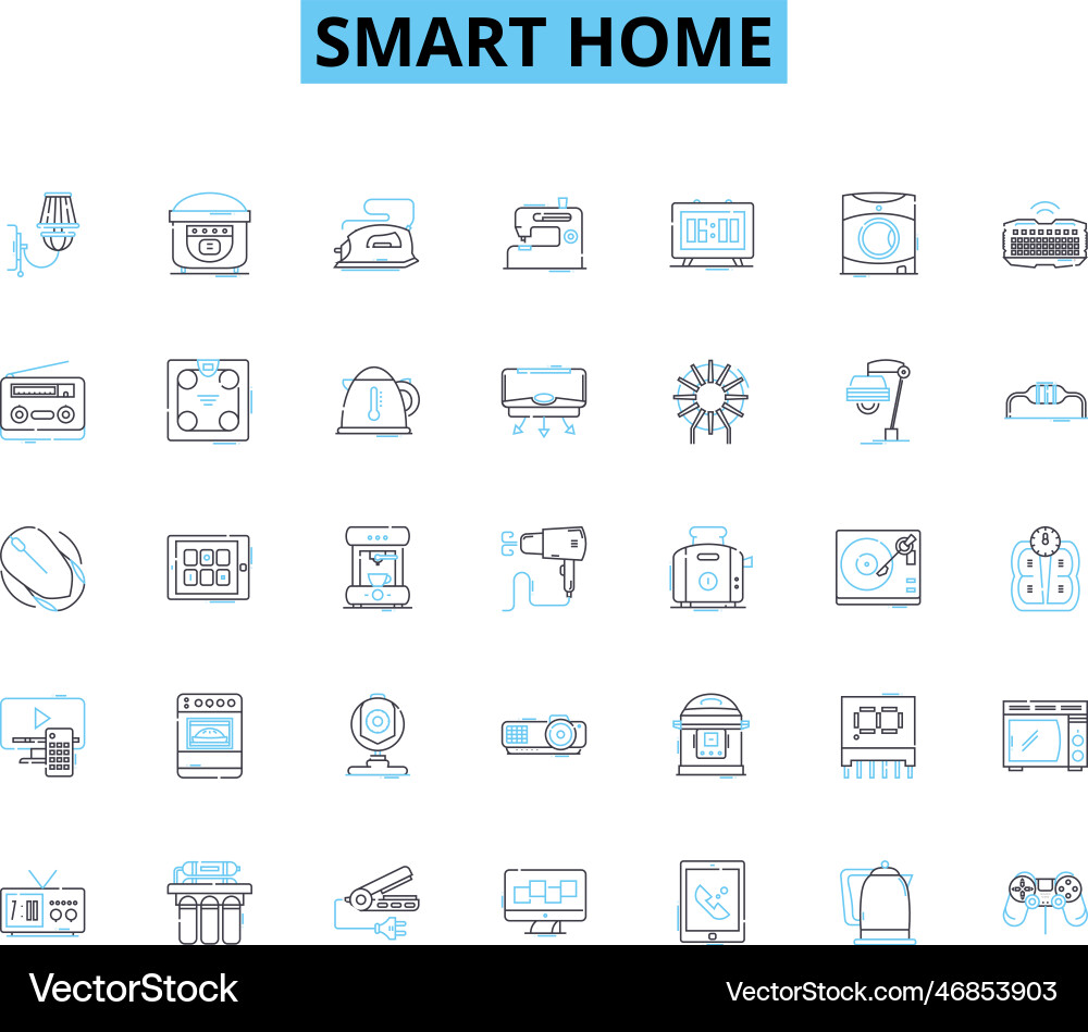 Smart home linear icons set automation Smart home linear icons set automation Vector Image
