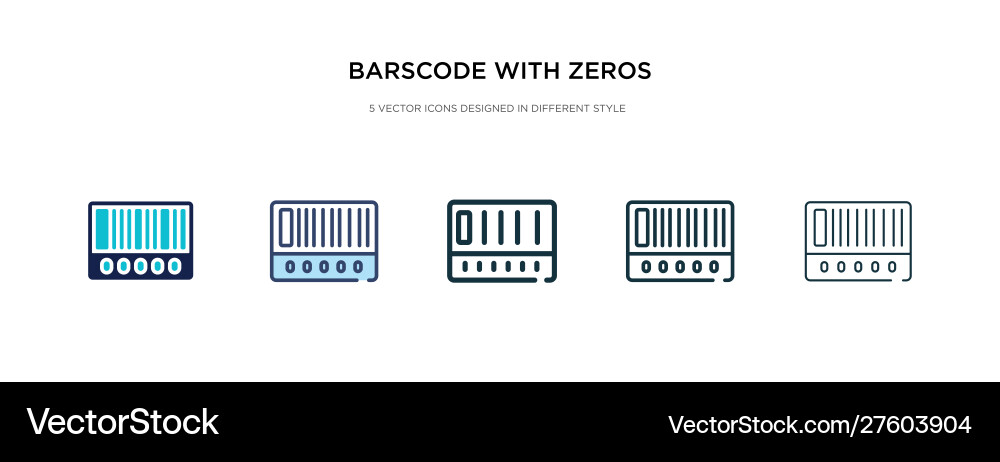 Barscode with zeros icon in different style two Vector Image