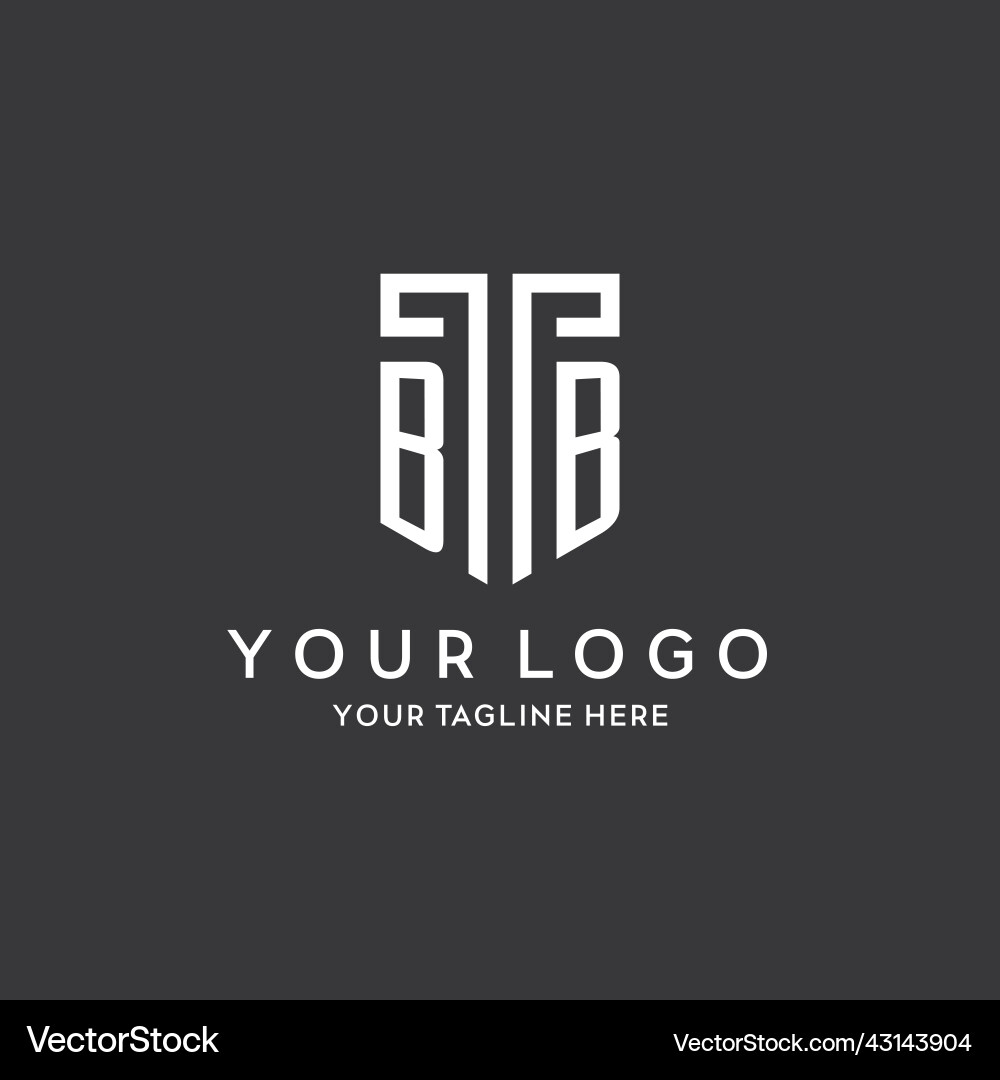 Bb monogram initial name with shield shape icon vector image