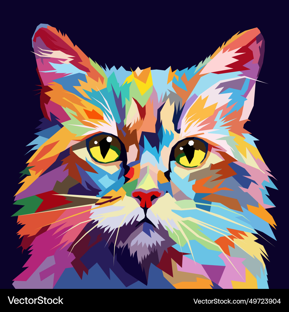 Cat face drawn using art style pop Vector Image