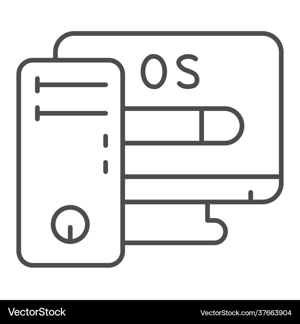 Computer and operating system thin line icon Vector Image