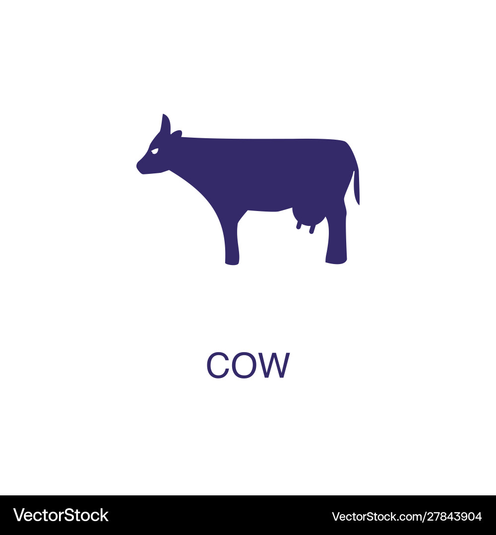 Cow element in flat simple style on white Vector Image