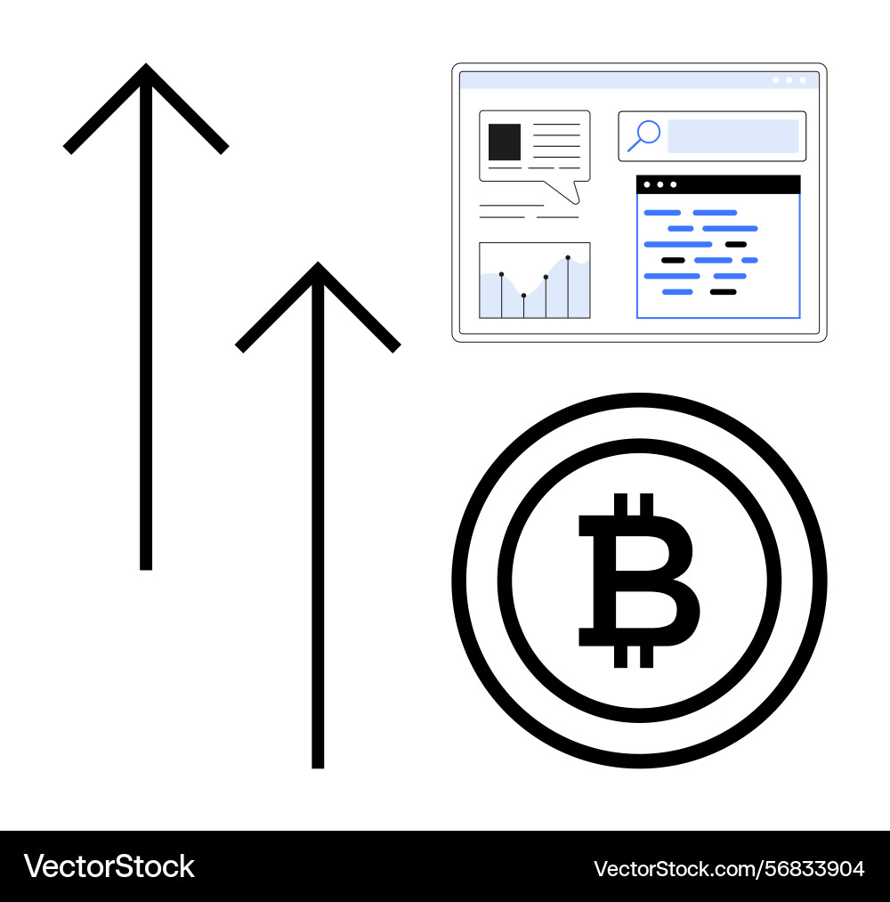 Cryptocurrency growth with blockchain analytics Cryptocurrency growth with blockchain analytics vector image
