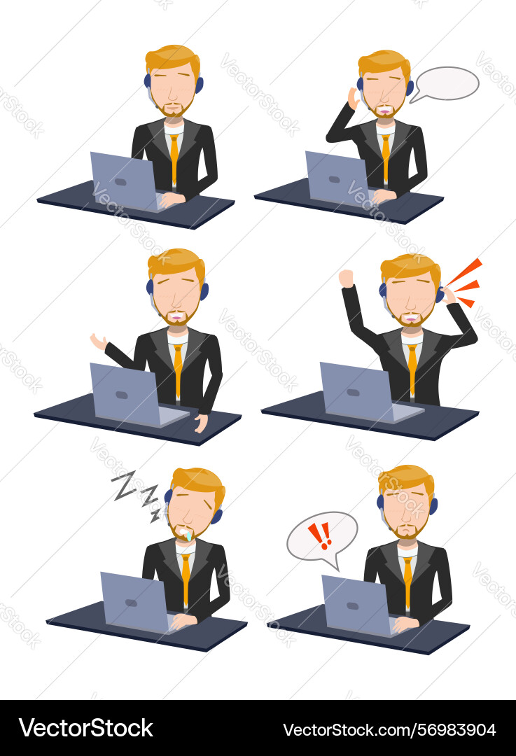 Diverse call center operators in various Vector Image