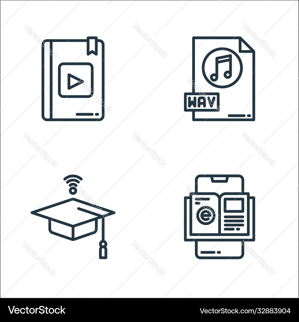Elearning line icons linear set quality Vector Image