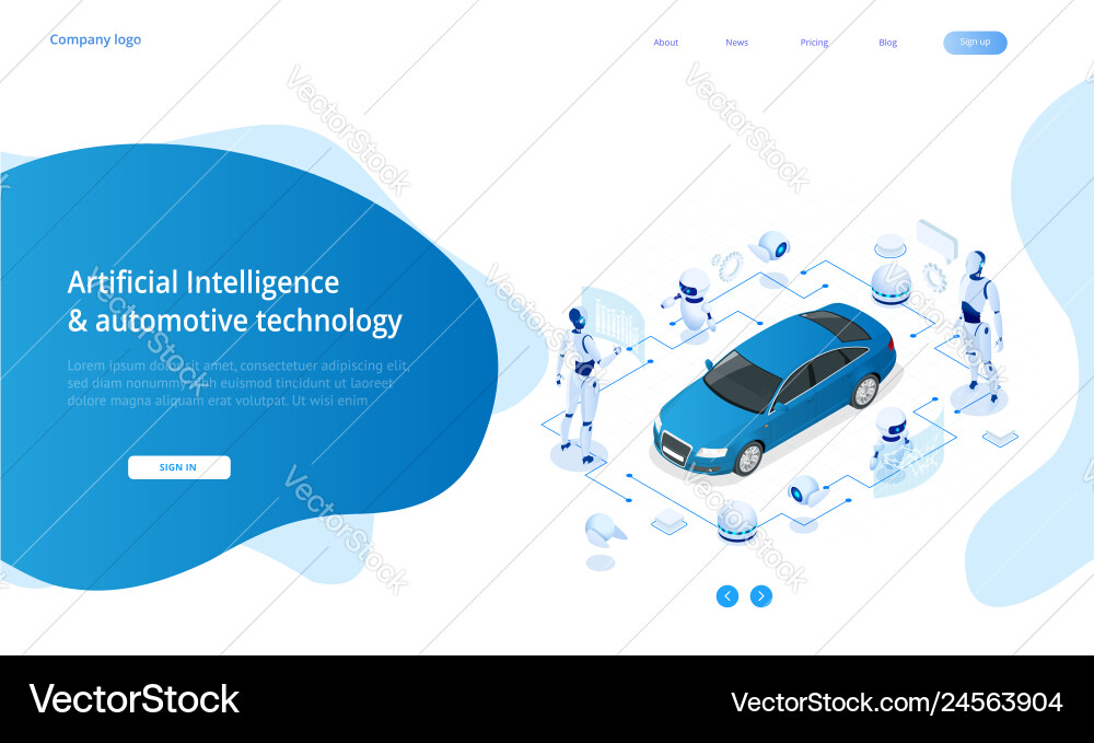 Isometric cybernetic robots works with a virtual Isometric cybernetic robots works with a virtual vector image