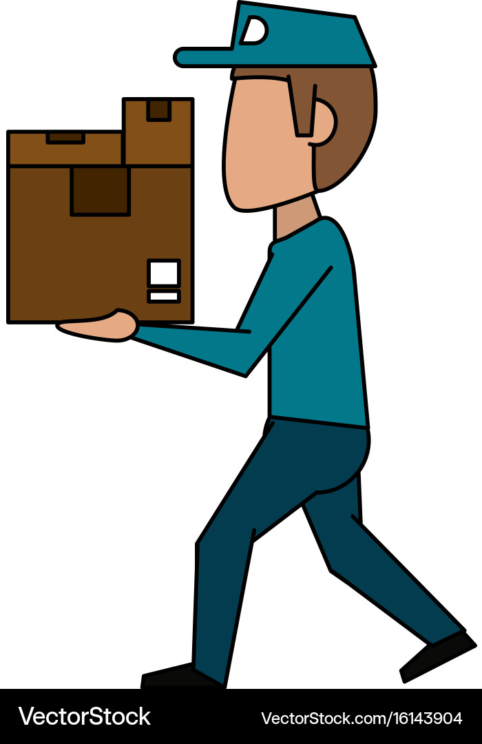 Mailman with package icon image Vector Image