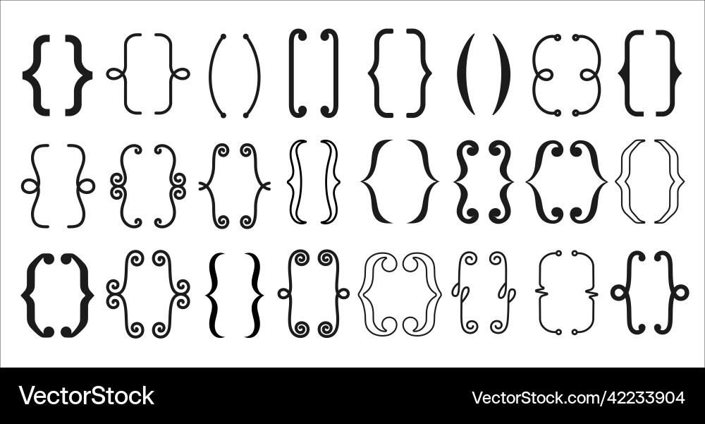 Parenthesis text brackets line frames and borders Parenthesis text brackets line frames and borders vector image
