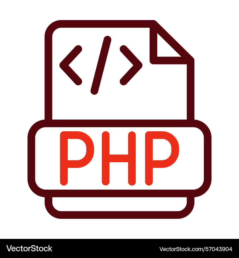 Php thick line two color icons for personal vector image