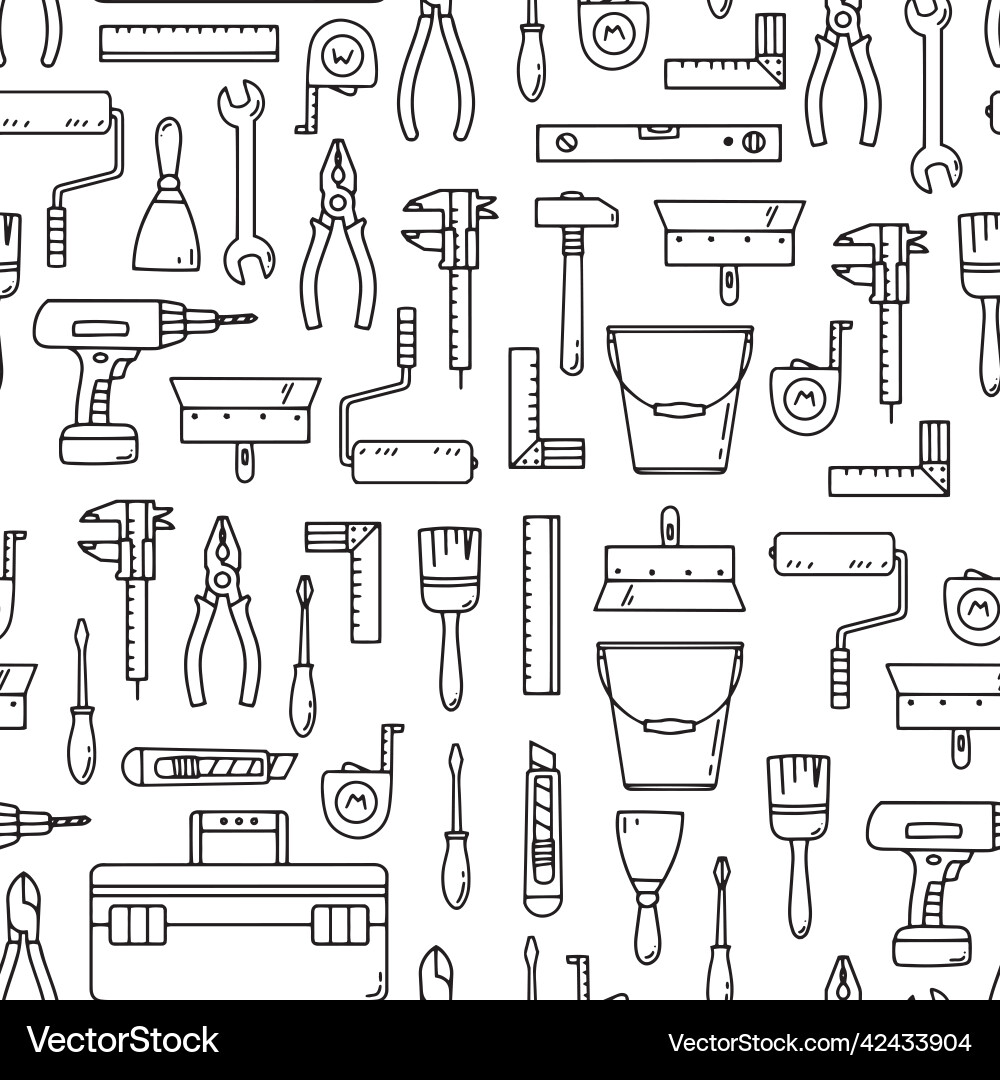 Seamless pattern with tools for construction Seamless pattern with tools for construction vector image