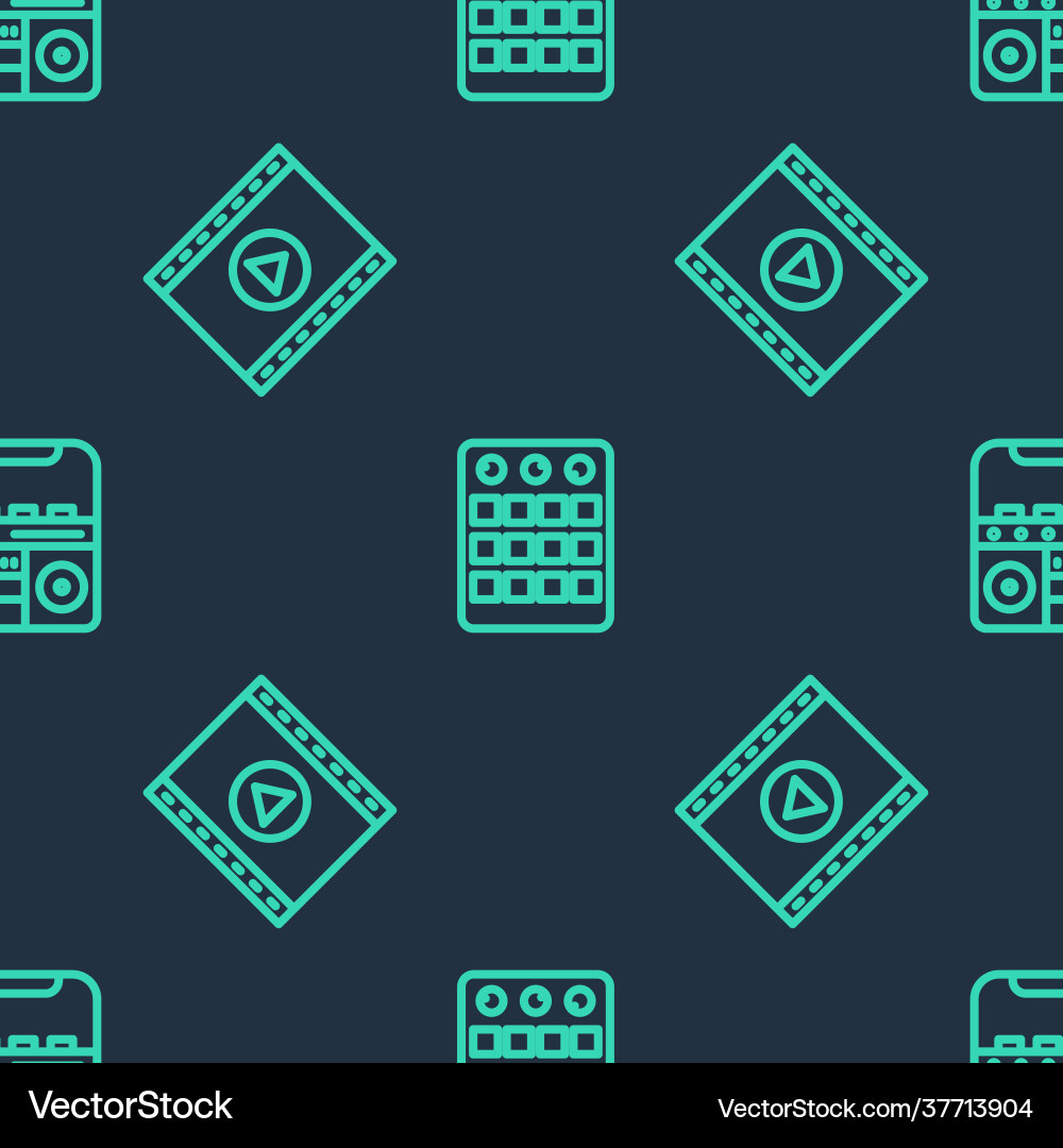 Set line drum machine online play video and home Set line drum machine online play video and home vector image