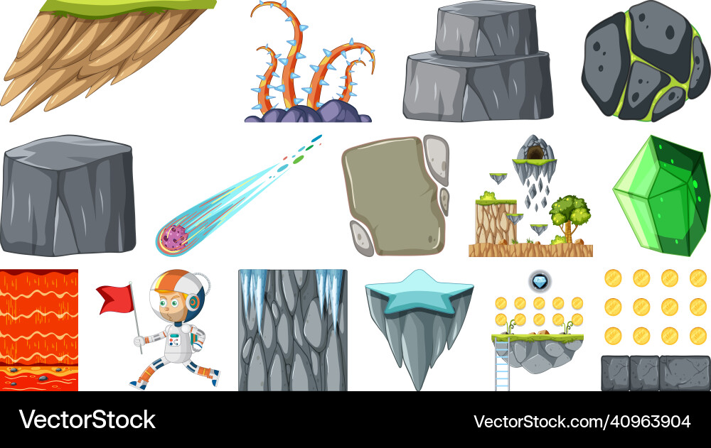 Set of isolated game objects Set of isolated game objects vector image