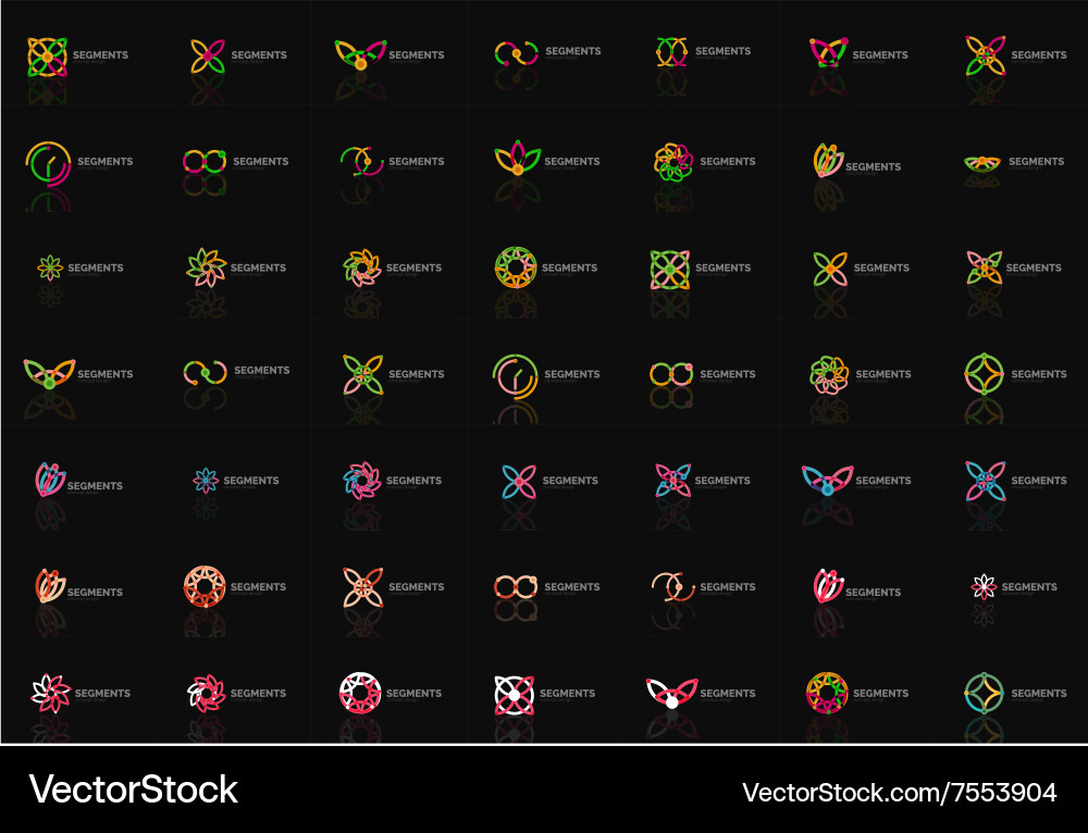 Set of linear abstract logos swirl circle vector image