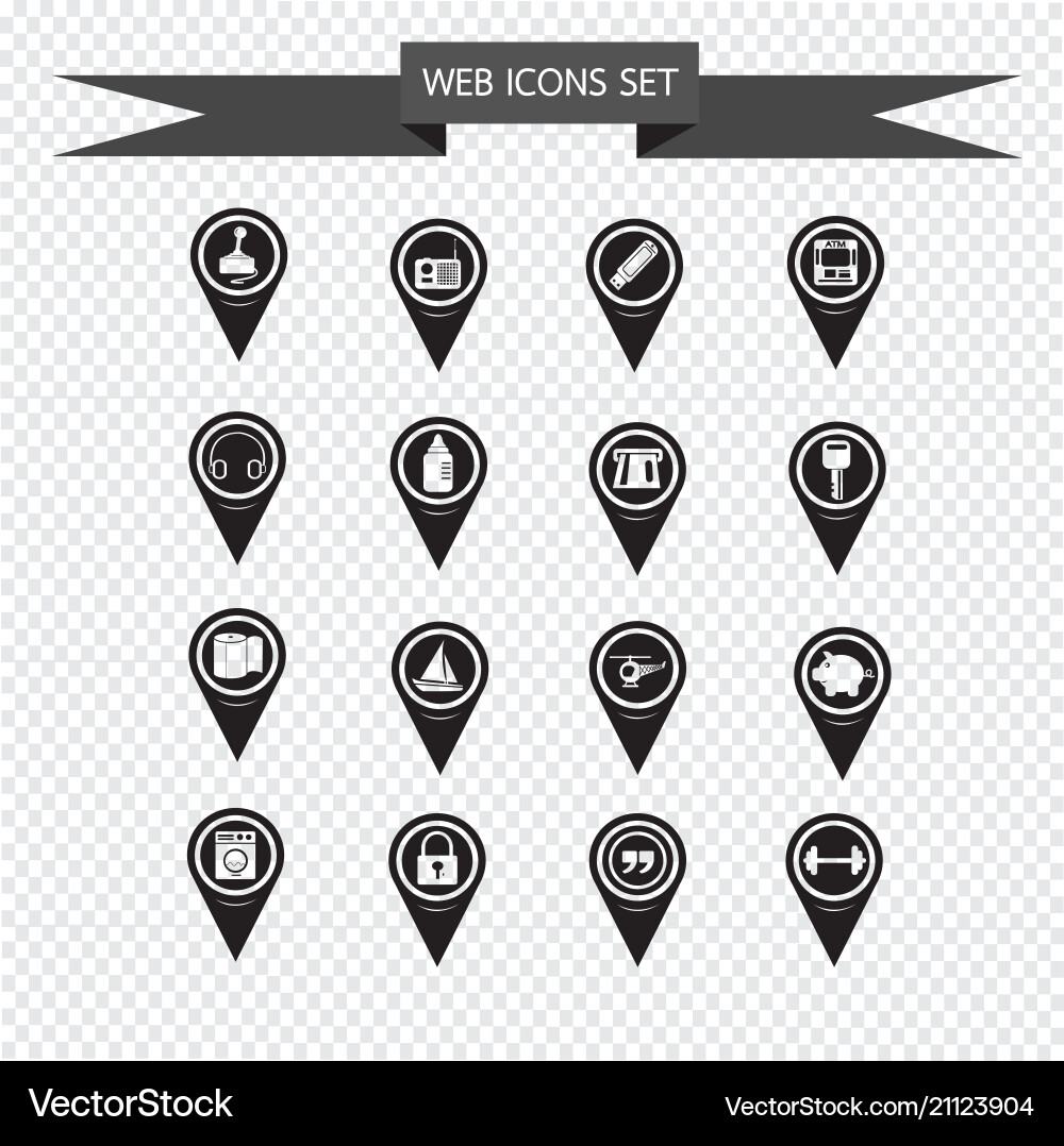 Set of map pointer icons for website Vector Image