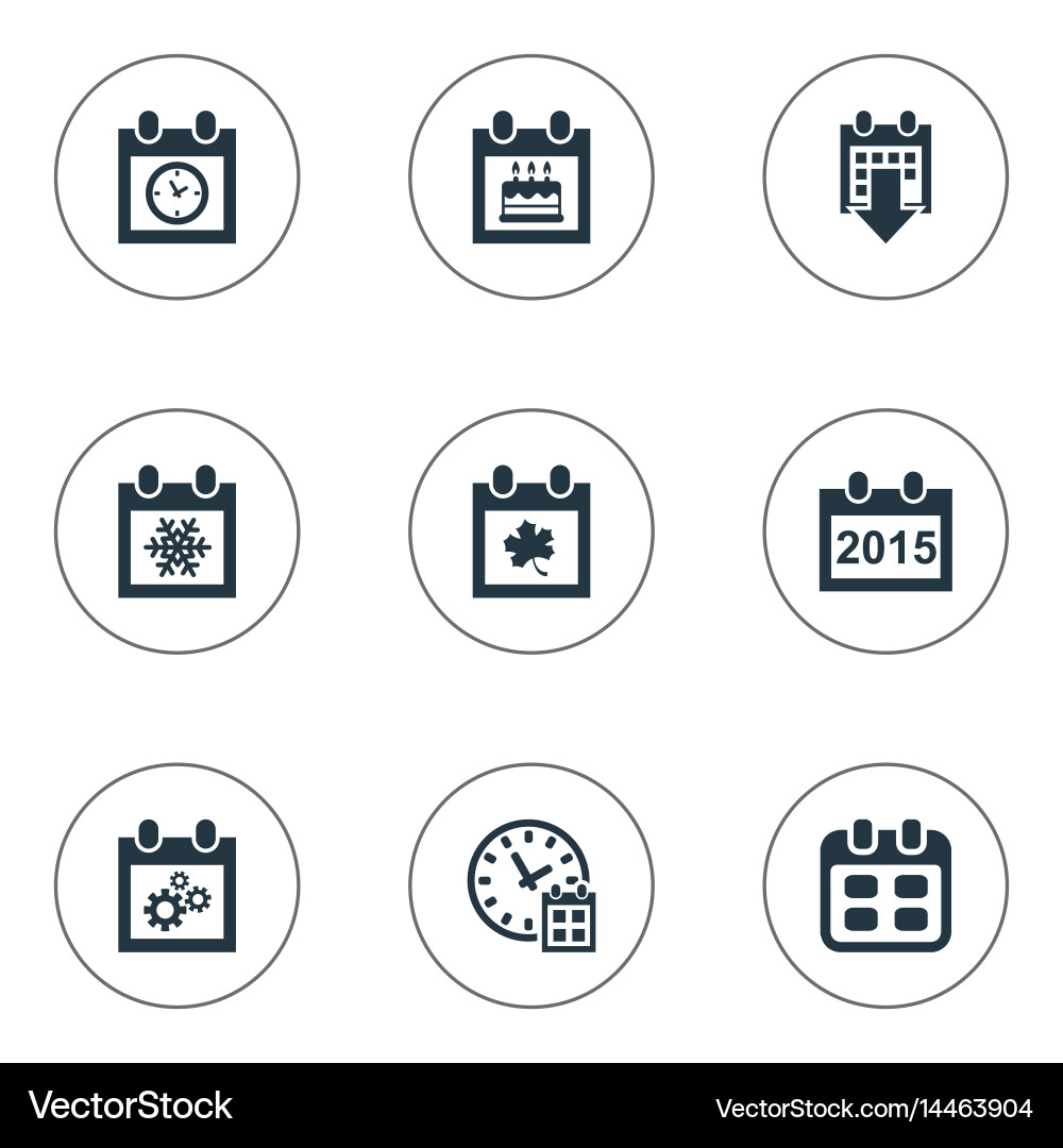 Set of simple calendar icons vector image
