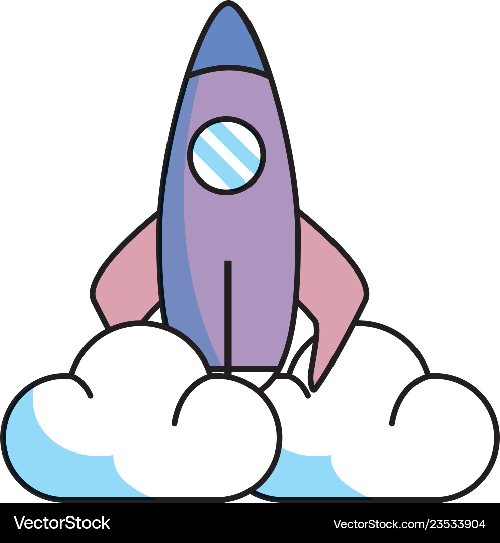 Skyrocket with clouds Vector Image