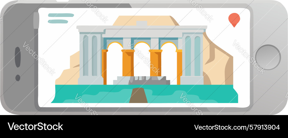 Smartphone displaying classical building Vector Image