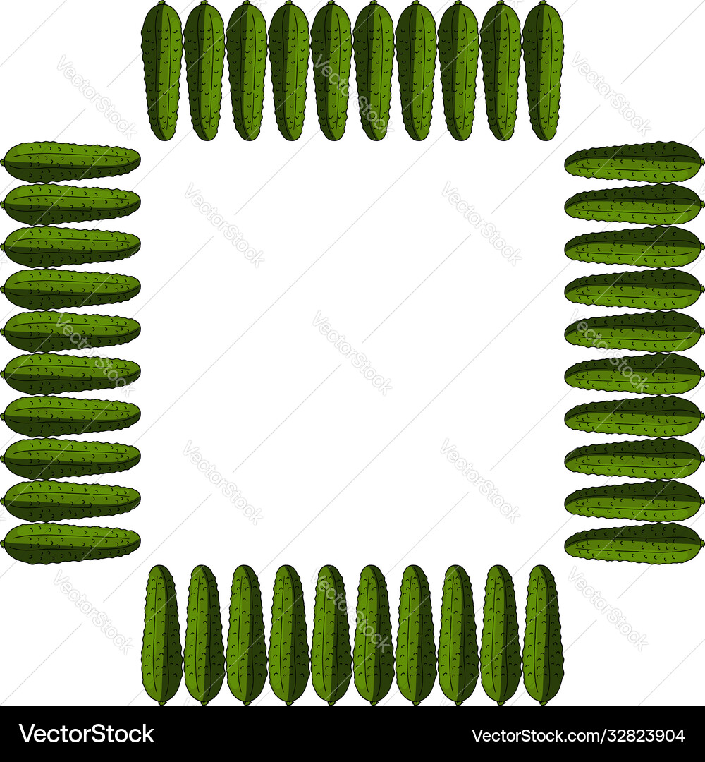 Square frame with vertical cucumber isolated Vector Image