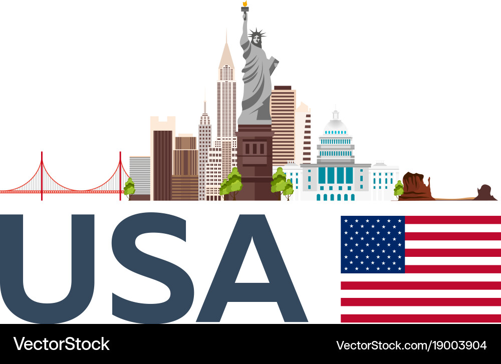 Travel to usa new york skyline statue of liberty Vector Image