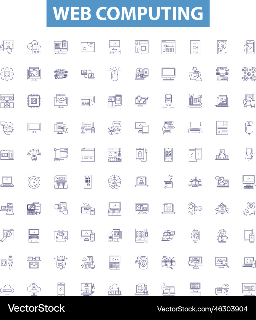 Web computing line icons signs set Web computing line icons signs set vector image